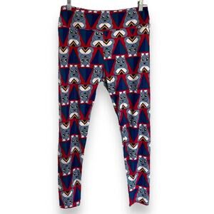 LuLaRoe‎ Womens Leggings Sz TC Burgundy Gray Bunny Rabbit Print Teal 12 14 16 18